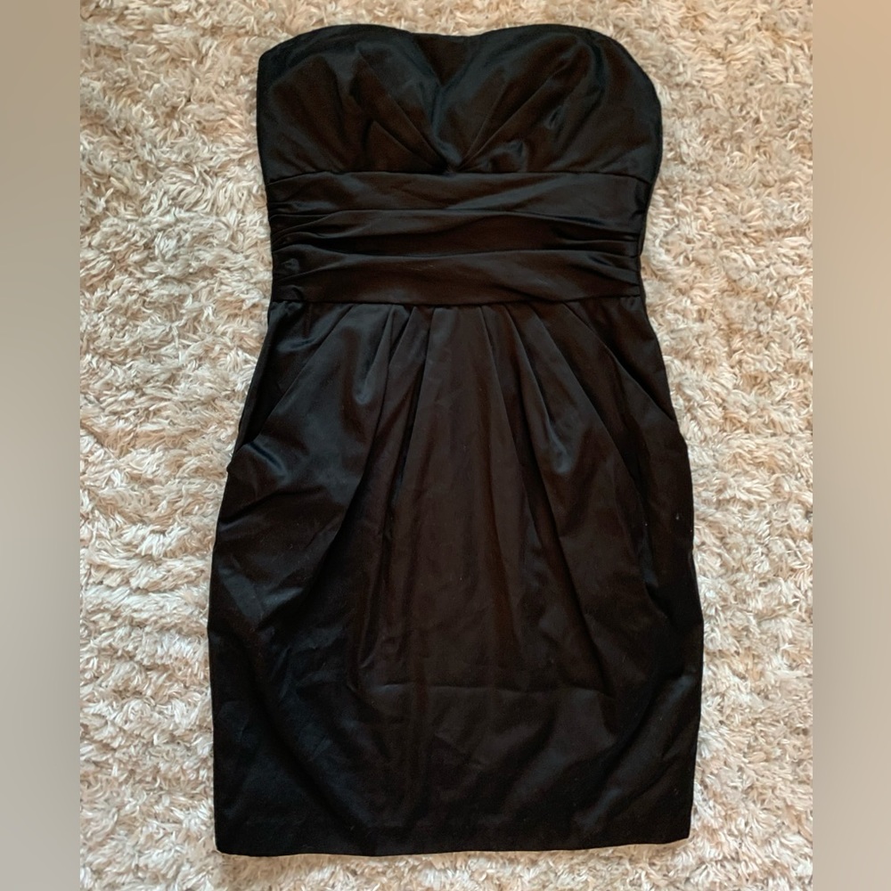 David’s Bridal Black Silk Strapless Dress